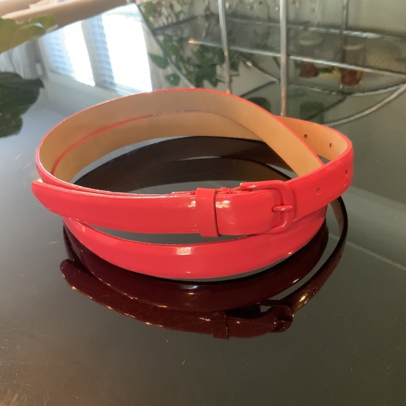 J. Crew Accessories - J.Crew Women's Belt Glossy Pink/Coral Patton Leather Sz M‎ 42" Long READ